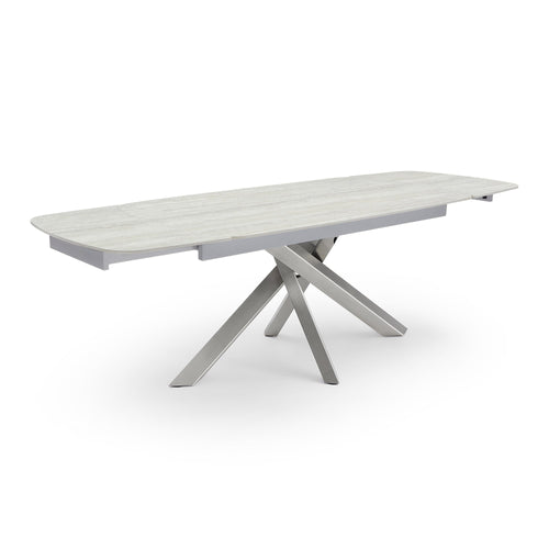 Premium Interiors - Uitschuifbare eettafel CAST - travertijnkeramiek travertijn 240cm