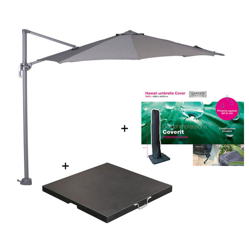 Garden Impressions zweefparasol Hawaii S l. grijs Ø300 cm incl 60 kg voet en hoes - vtwonen shop