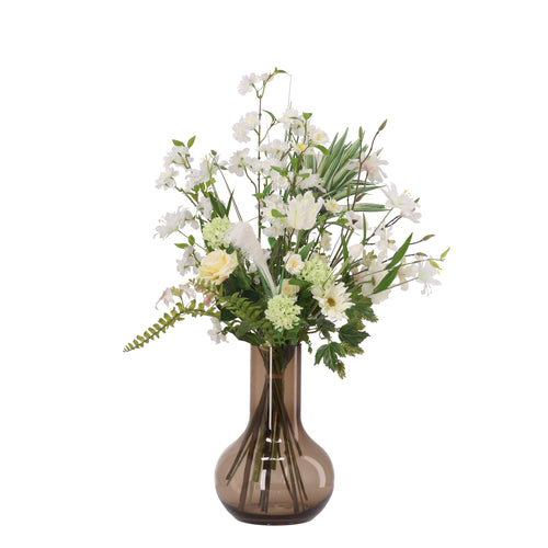 Maxifleur Handgebonden Kunstboeket Harmony Berlin - Wit/Groen 85cm