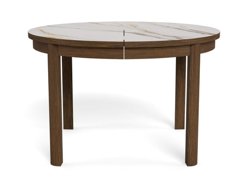 Rebellenclub  Leda Eetkamertafel - ø120 cm - Marmerlook / Gerookt Eiken
