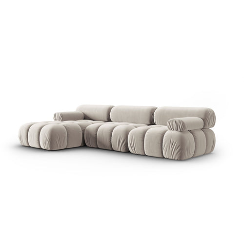Cosmopolitan Design - Modulaire hoekbank links Cortina 4-zits, flueel donkerbeige - 155x282x70cm