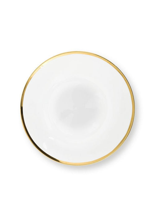 vtwonen Pasta Borden - Diepe Borden - Serviesset - Porselein - Set van 2 - Wit/Goud - Ø 25.5cm - vtwonen shop