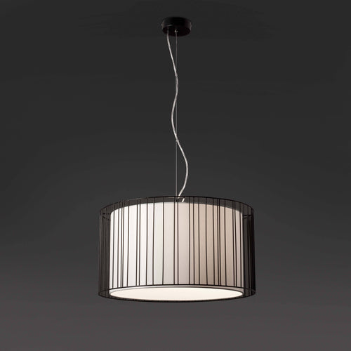 Faro Linda - 1-lichts hanglamp wit, zwart met witte kap, E27