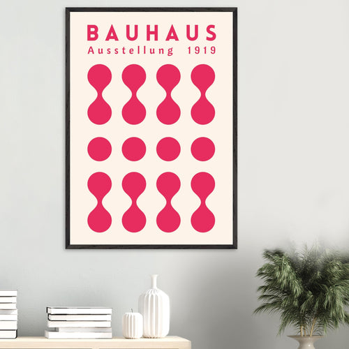 Artfulprints Poster met Lijst Bauhaus - Ausstellung fuchsia   - A4 21x29.7 cm - Roze