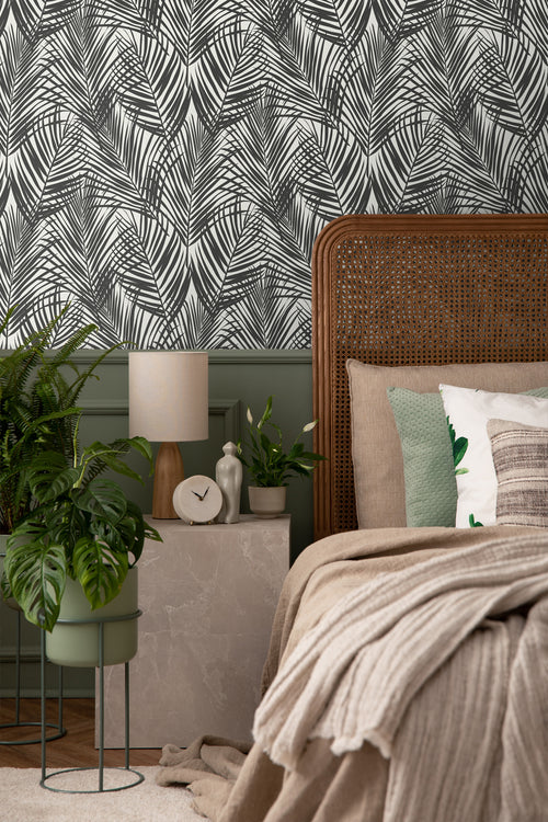 Walls4You behang tropische bladeren zwart wit - 53 cm x 10.05 m - 935308 - vtwonen shop