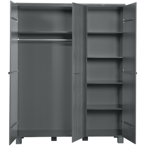 WOOOD 3-deurs kast Dennis - Grenen Geborsteld - Grijs - 202x158x55 - vtwonen shop