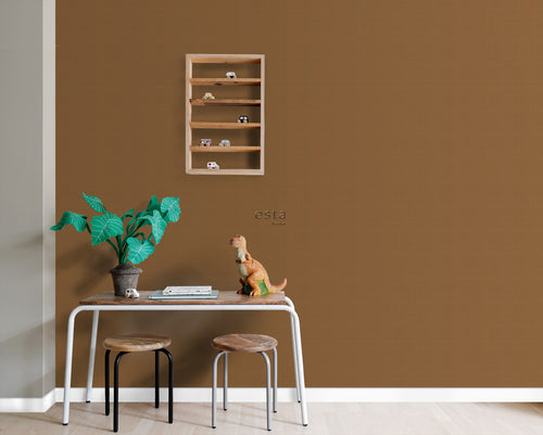 ESTAhome behang linnenstructuur okerbruin - 53 cm x 10.05 m - 139241