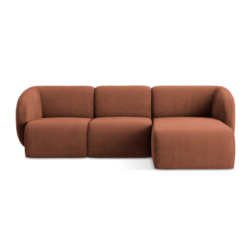 LaMiaSofa hoekbank rechts Cervo - chenille stof - terracotta - 248x166x91