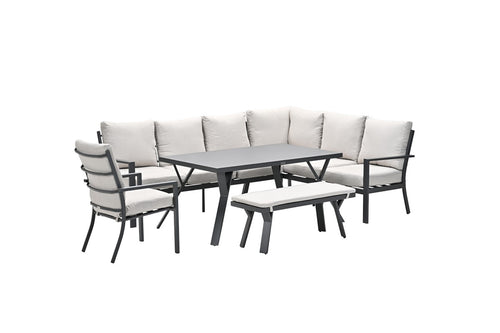 Sergio aluminium lounge-diningset - 8-persoons - rechts - zand - vtwonen shop