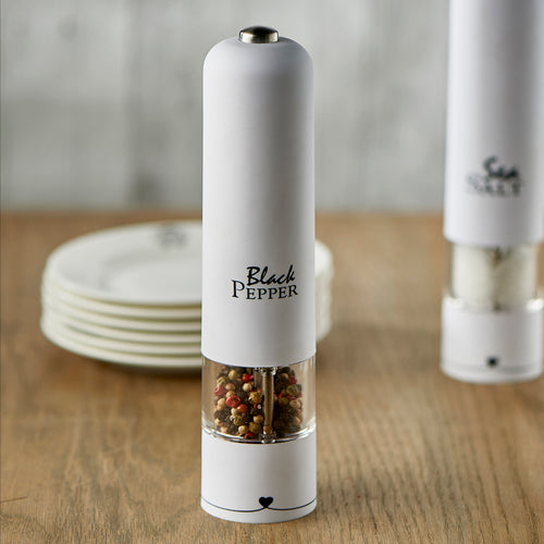 Rivièra Maison Söl Black Pepper Mill Electric - Roestvrij Staal, Keramiek, Acryl - Wit - vtwonen shop