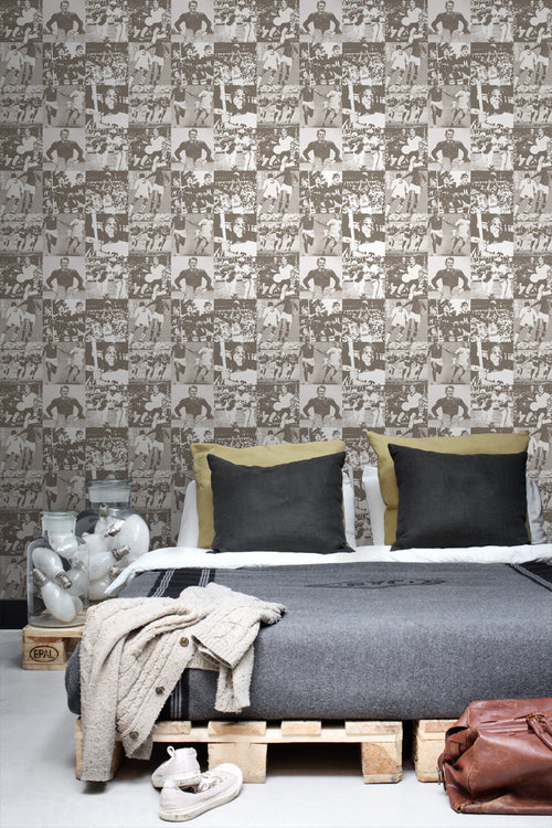 ESTAhome behang sporthelden sepia bruin - 53 cm x 10.05 m - 138828
