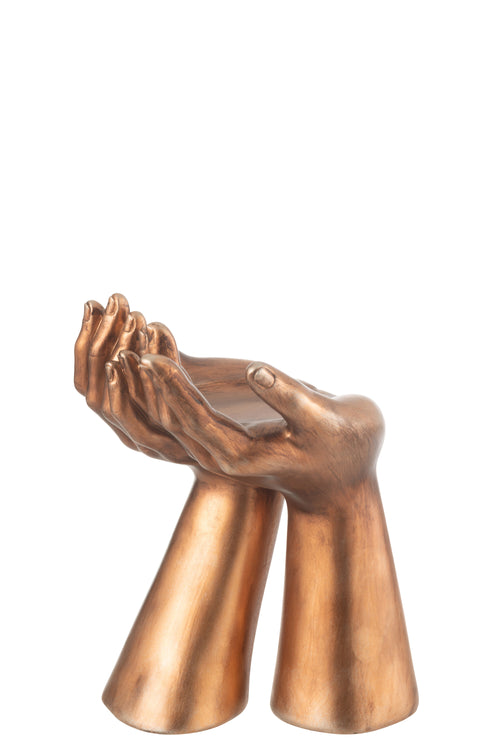 J-Line kandelaar Handen - polyresin - koper