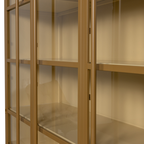 WOOOD 3-deurs vitrinekast XL Exhibit - Metaal - Geel - 200x140x44 - vtwonen shop