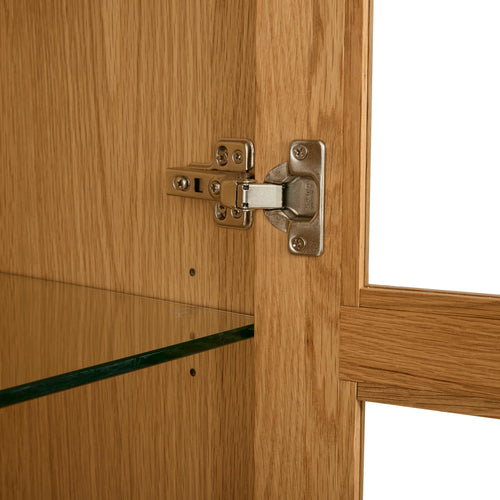 Furnhouse vitrinekast Nyborg - Natuurlijk eikenhout - MDF, Eikenfineer, Glas - 45x100x190