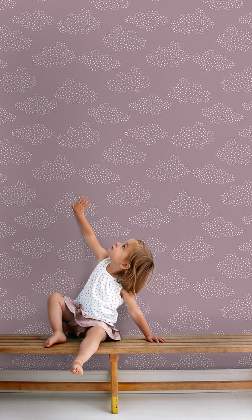 ESTAhome behang wolkjes paars - 50 x 900 cm - 131225 - vtwonen shop