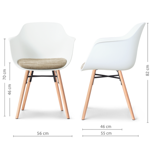 Nolon Nena-Liz eetkamerstoel wit met nougatbruin zitkussen - houten onderstel