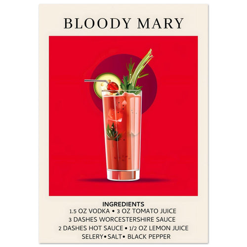 Artfulprints  Bloody Mary cocktail - Ingrediënten   poster A4 21x29.7 cm - vtwonen shop