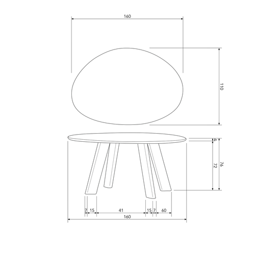 BePureHome eetkamertafel Roundly - Mangohout - Walnoot - 76x160x110 - vtwonen shop