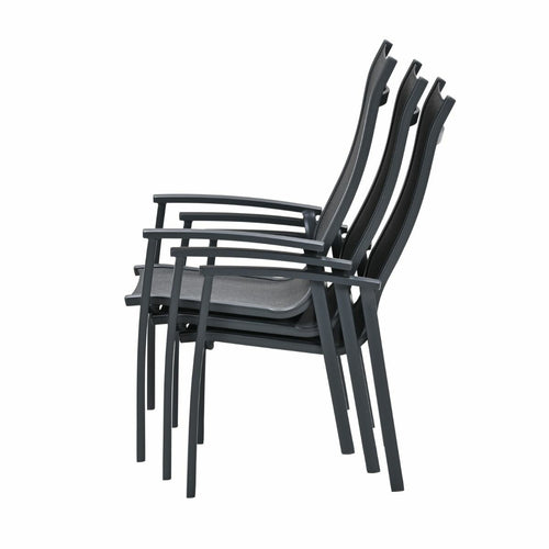 Garden Impressions Tuinstoel Hilly stapelbaar donker grijs - 2 stuks