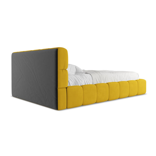 LaMiaSofa Bed met opbergruimte Roma - chenille stof - mosterd - 160x228x82