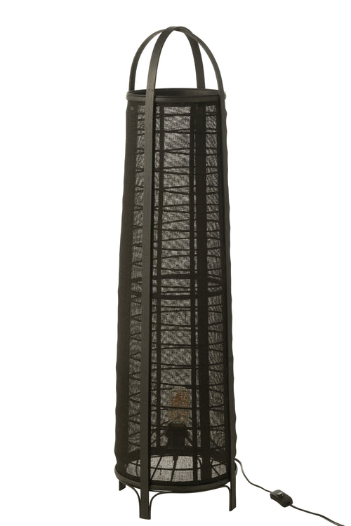 J-Line lamp Don - katoen/bamboe - zwart