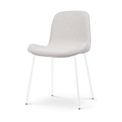 Nolon Nora-Fé Eetkamerstoel Bouclé Beige - Stof - Witte Poten