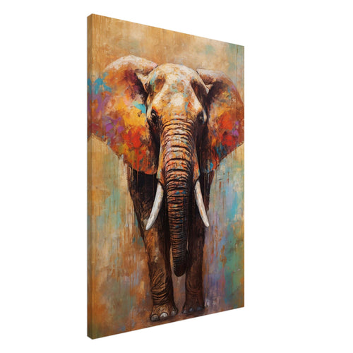 Artfulprints Canvas Artistic elephant canvas - 60x90 cm - Meerkleurig