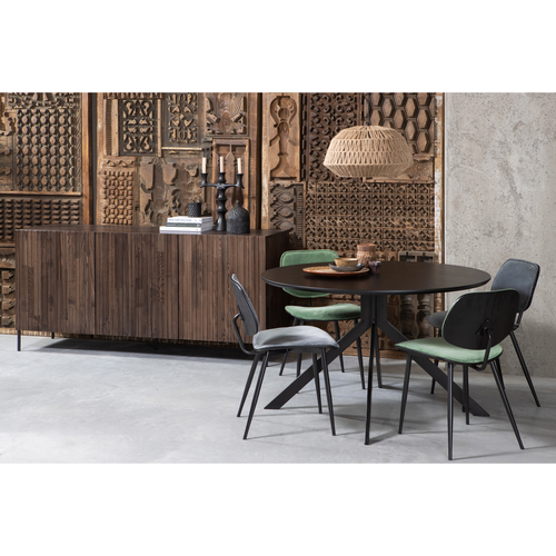 WOOOD eettafel rond Bruno - Mdf - Zwart - 75x120x120 - vtwonen shop