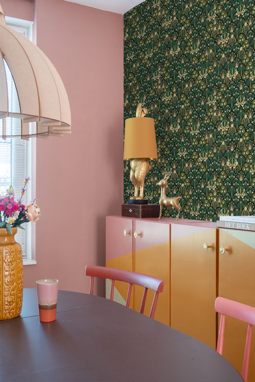 ESTAhome behang vintage bloemen in art nouveau stijl groen - 50 x 900 cm - 131507 - vtwonen shop