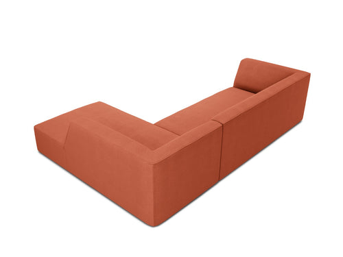 Micadoni rechter hoekbank Ruby 4-zits, structurele stof, koraal - 180x273x69cm
