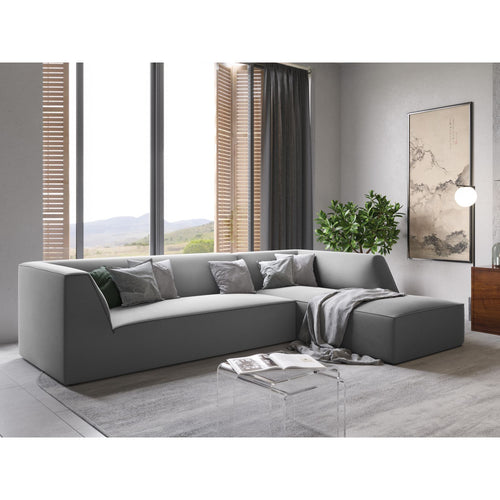 Cosmopolitan Design - Modulaire hoekbank rechts Siena 4-zits, flueel grijs - 180x273x69cm