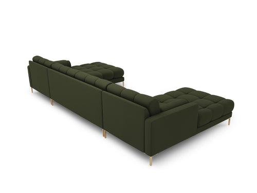 Cosmopolitan Design Panoramische bank Bali 7-zits, structurele stof, groente - 185x383x75cm