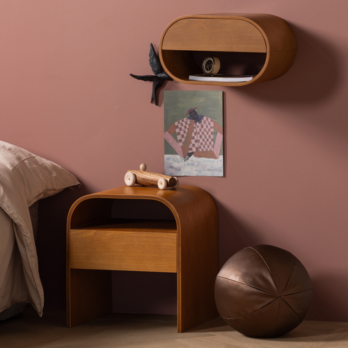 WOOOD nachtkastje hangend Momo - Hout - Bruin - 24x36x28