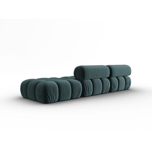 Cosmopolitan Design - Rechte modulaire bank Cortina 4-zits, flueel turkoois - 94x282x70cm