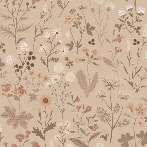 ESTAhome behang veldbloemen zand beige - 53 cm x 10.05 m - 139840