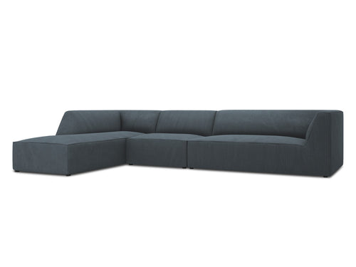 Micadoni linker hoekbank Ruby 5-zits, ribfluwelen, blauw - 180x366x69cm