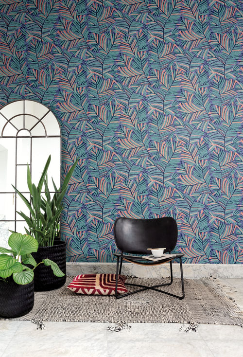 Masureel behang bladeren turquoise - 53 cm x 10.05 m - 632056 - vtwonen shop