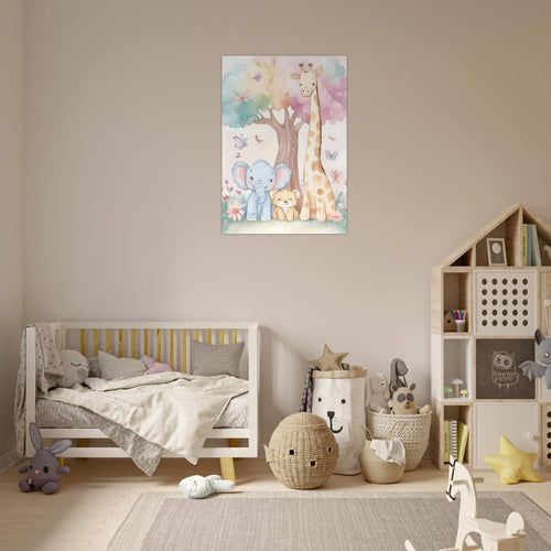 Artfulprints Poster Vrolijke safari dieren   - 30x40 cm - Meerkleurig