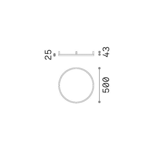 Ideal Lux ORACLE SLIM 50 cm niet-dimbare ronde LED-plafondlamp met geïntegreerde montage, 3000K, messing, 3250lm