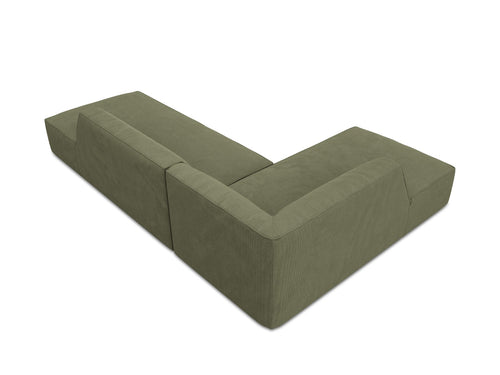 Micadoni - Linker hoekbank "Ruby" 4 zitplaatsen, ribfluwelen, groente - 180x273x69cm