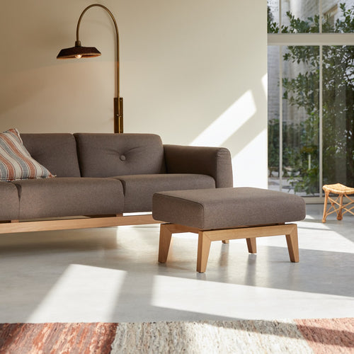 Tikamoon Fauteuil van massief eiken en bruine stof - Bruin