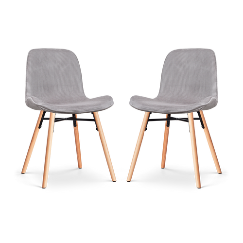 Nolon Nena-Fé Eetkamerstoelen Set van 2 - Ribstof Warm Grijs - Hout - vtwonen shop