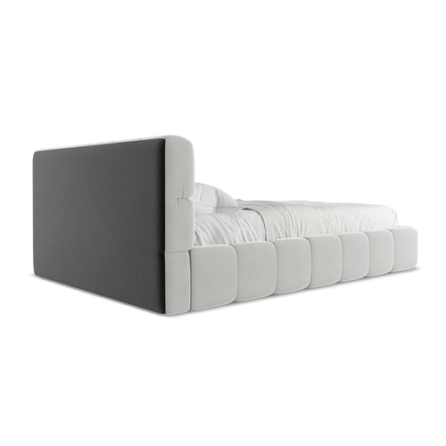 LaMiaSofa Bed met opbergruimte Roma - velours - zilver - 160x228x82
