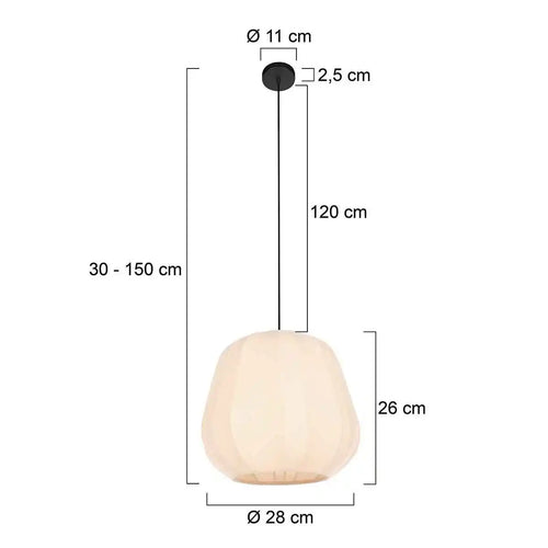 Anne Light & home hanglamp Sable - 1 lichts - 28  x 150   cm - creme - vtwonen shop