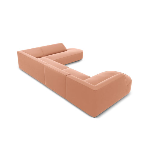 Cosmopolitan Design - Panoramische hoekbank Siena 7-zits, flueel roze - 273x366x69cm