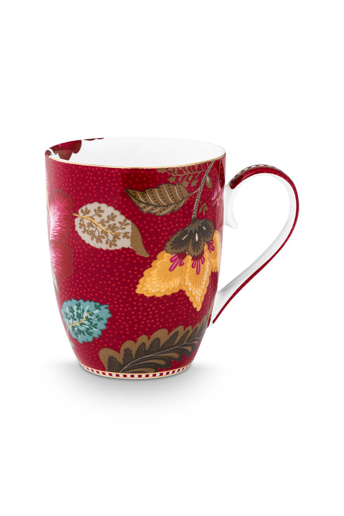 Pip Studio - Blooming Tales Fantasy Dark Red - Set van 2 Mokken Large - Koffiekopjes - 365ml