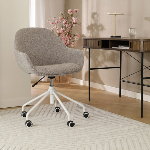 Nolon Nout-Mae Bureaustoelen Set van 2 - Bouclé Taupe - Wit