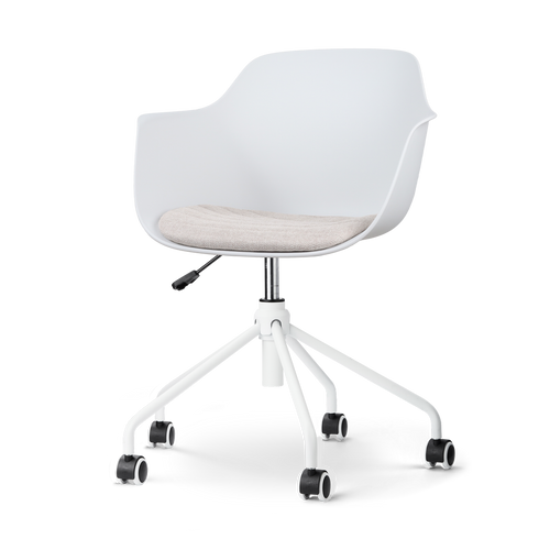 Nolon Nout-Liz Bureaustoel Wit - Beige Kussen - Wit Onderstel