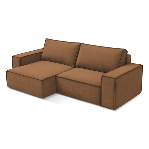 LaMiaSofa hoekbank links Livorno - textuurstof - terracotta - 257x148x82
