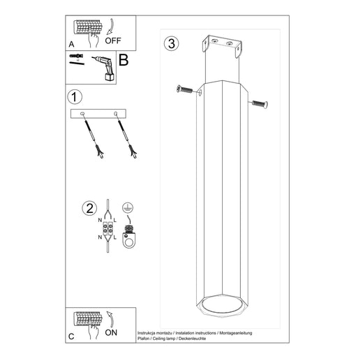 Sollux Lighting Plafondlamp ZEKE 30 eik - 6x6x30cm